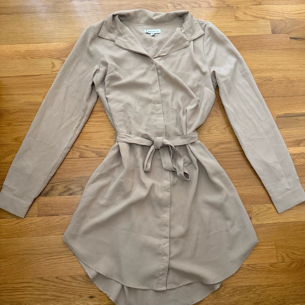 American Tall Taupe Long Sleeve Dress